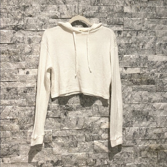 Cabin Fever Waffle knit cropped long sleeve hoodie - Picture 1 of 2